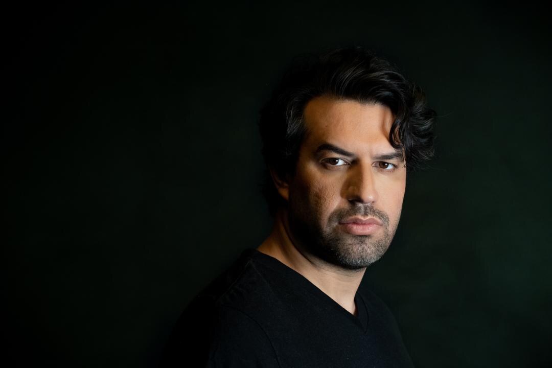 Portrait of musician Sohrab Pournazeri